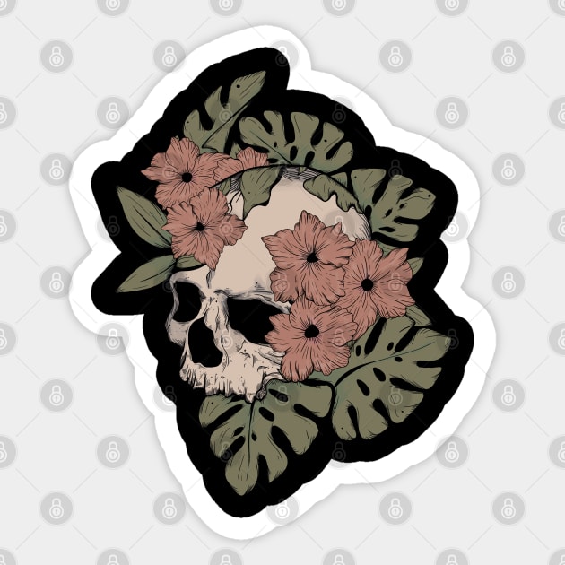 Tropical Skull Sticker by Jess Adams